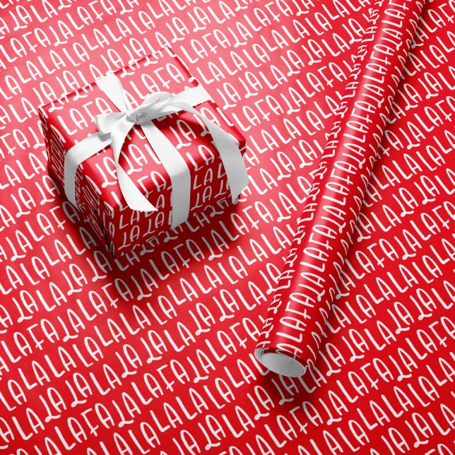 Cute fun red white falala Christmas holiday Wrapping Paper (Creator Uploaded)