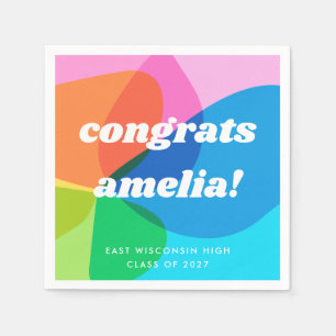Cute Fun Retro Colorful Abstract Custom Graduation Napkins