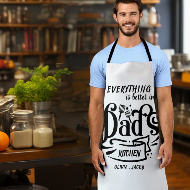 cute fun Retro typography Dad grandfather name Apron (Creator Uploaded)