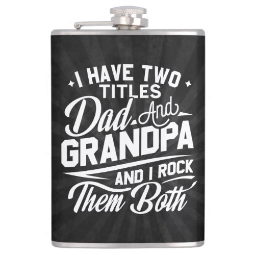 Cute Fun Retro Typography Dad Grandpa Gift Flask