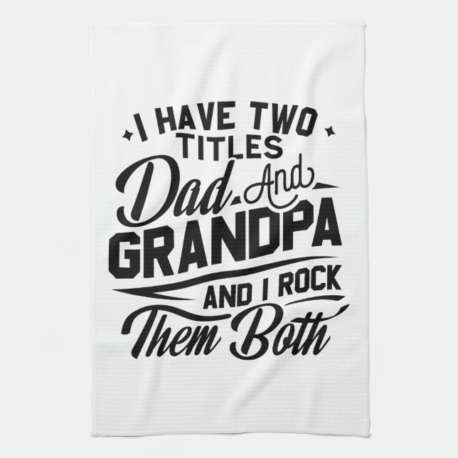 Cute Fun Retro Typography Dad Grandpa Gift Kitchen Towel (Vertical)