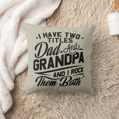 Cute Fun Retro Typography Dad Grandpa Gift Throw Pillow