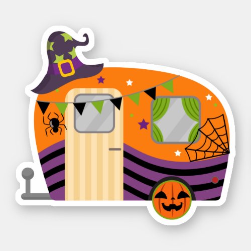 Cute Fun RV Camper Trailer Halloween Sticker