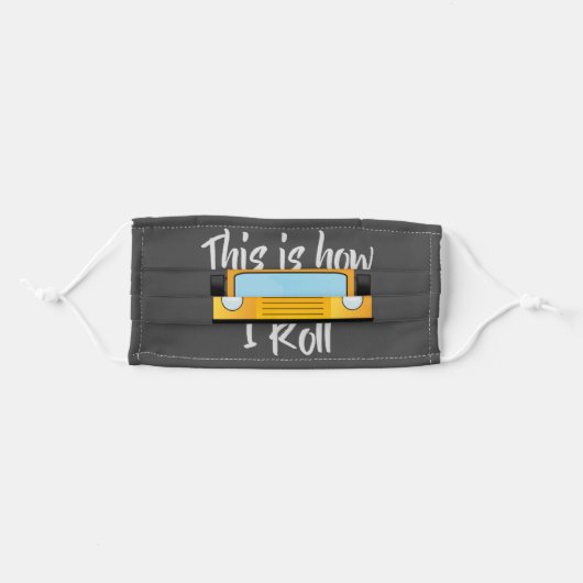 Cute, Fun School Bus Driver Adult Cloth Face Mask (Front, Folded)