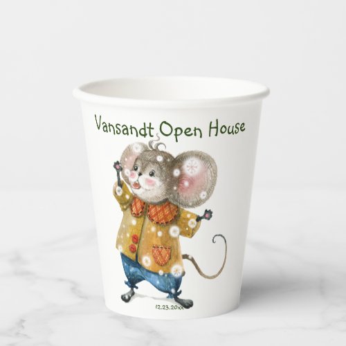 Cute Fun Simple Christmas Mouse Snow Custom Paper Cups