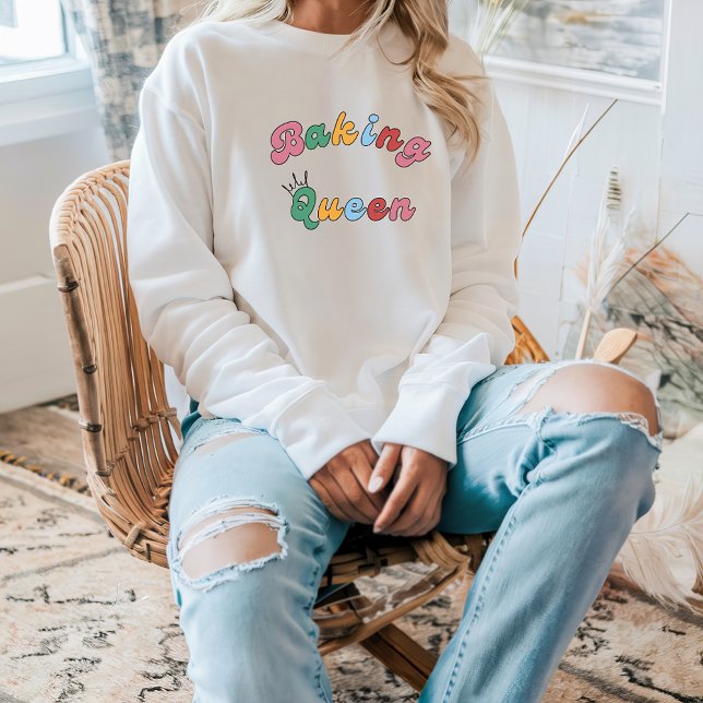 Cute Fun Simple Retro Baking Queen Crown Womens  Sweatshirt (Creator Uploaded)