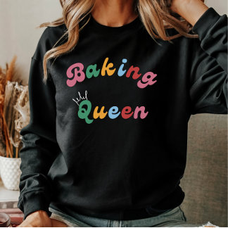 Cute Fun Simple Retro Baking Queen Royal Womens Sweatshirt