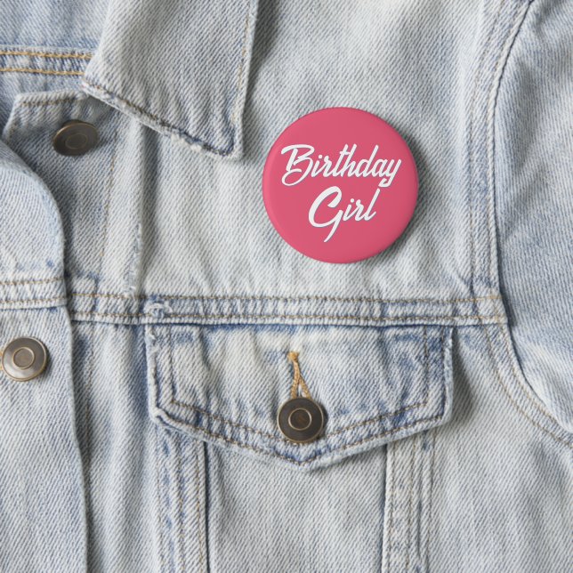 Cute Fun Simple Text Script Birthday Girl Button (In Situ)