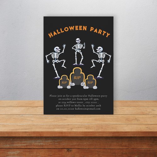 Cute fun skellington halloween  invitation