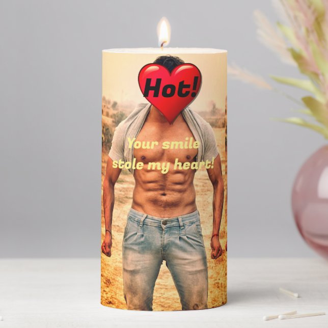 Cute Fun Smile Heart Pillar Candle (In Situ)