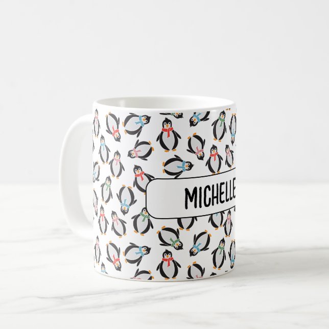 Cute Fun Snow Christmas Penguins Kids Mug (Front Left)
