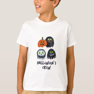 Cute Fun Spooky Halloween Black Monster Crew T-Shirt