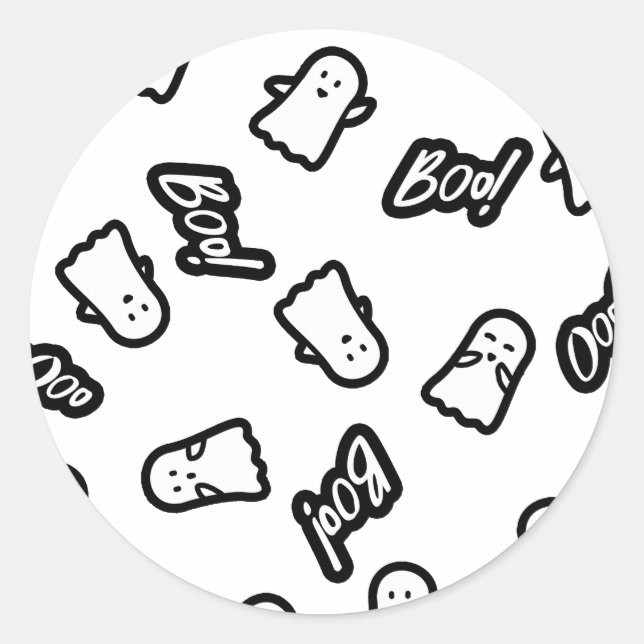 Cute Fun Spooky Halloween Ghosts Pattern Classic Round Sticker (Front)