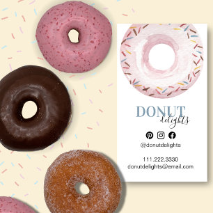 Cute Fun Sprinkle Iced Donut Sweet Treats QR Business Card