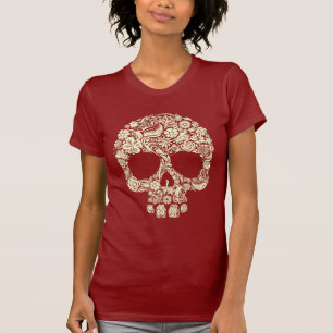 Cute Fun Sugar Skull Art Flowers Floral Beautiful T-Shirt