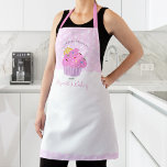 Cute Fun Sweet Pink Cupcake Bakery Dessert Custom Apron<br><div class="desc">Here’s a wonderful way to add to the fun of baking. Add extra sparkle to your culinary adventures whenever you wear this elegant, sophisticated, simple, and modern apron. A sparkly, pink cupcake and script handwritten typography overlay white polka dots on a light pastel pink background. Personalize with your name or...</div>
