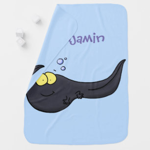 Cute fun tadpole cartoon illustration baby blanket