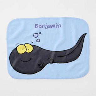 Cute fun tadpole cartoon illustration baby burp cloth