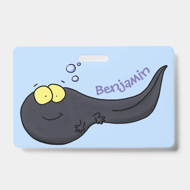 Cute fun tadpole cartoon illustration badge (Front)