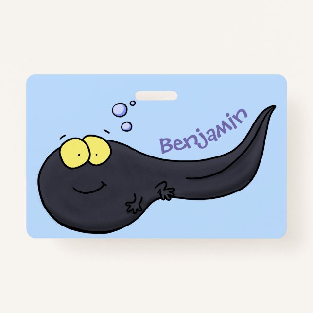 Cute fun tadpole cartoon illustration badge (Front)