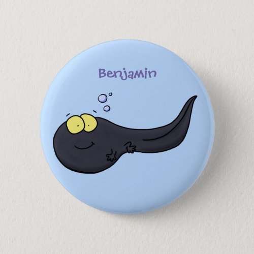 Cute fun tadpole cartoon illustration button