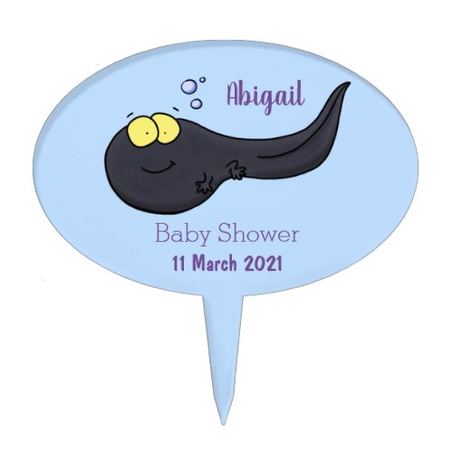 Cute fun tadpole cartoon illustration cake topper