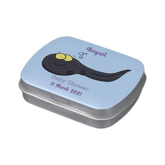 Cute fun tadpole cartoon illustration candy tin (Side)