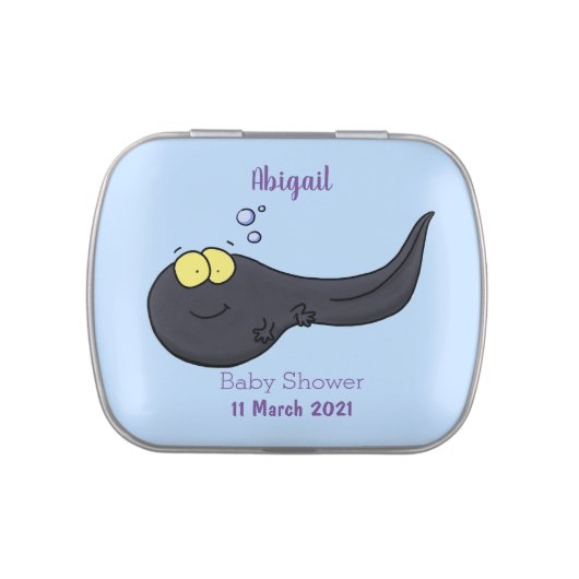 Cute fun tadpole cartoon illustration candy tin (Top)