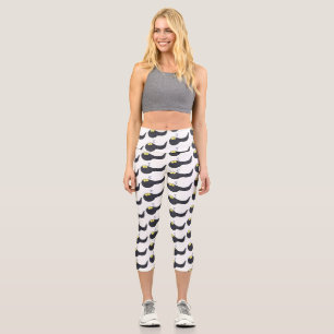 Cute fun tadpole cartoon illustration capri leggings