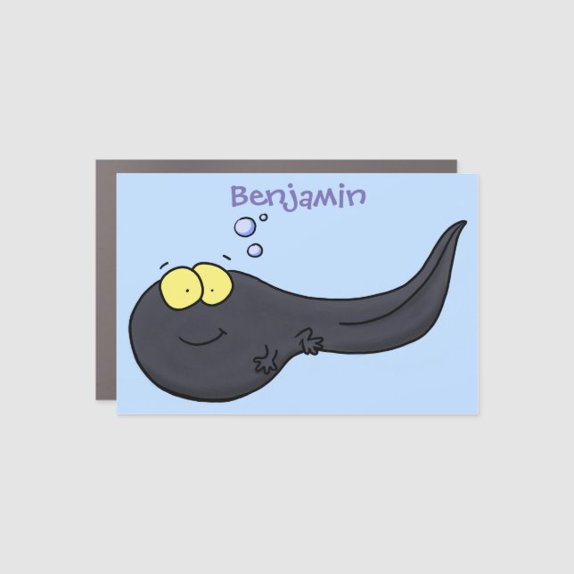 Cute fun tadpole cartoon illustration car magnet (Front)