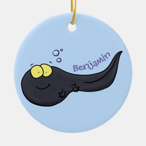 Cute fun tadpole cartoon illustration ceramic ornament