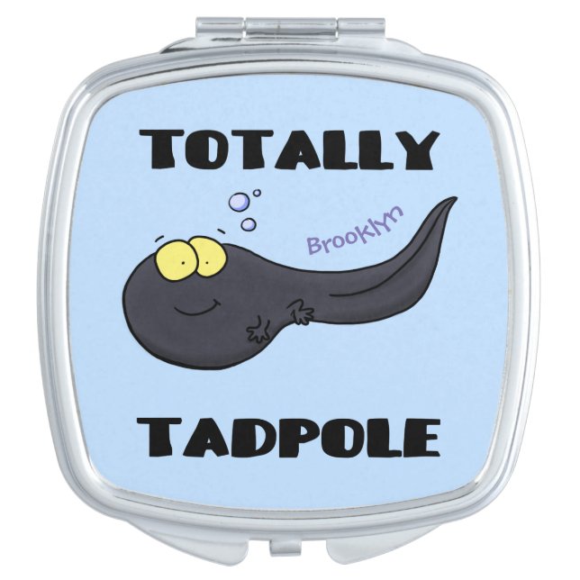 Cute fun tadpole cartoon illustration compact mirror (Front)