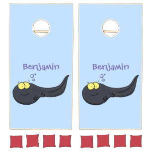 Cute fun tadpole cartoon illustration cornhole set