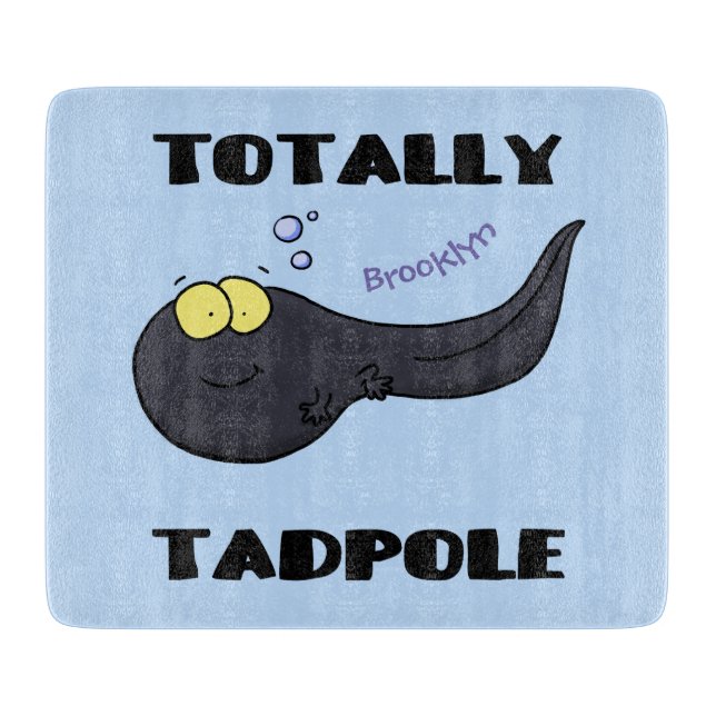 Cute fun tadpole cartoon illustration cutting board (Front)