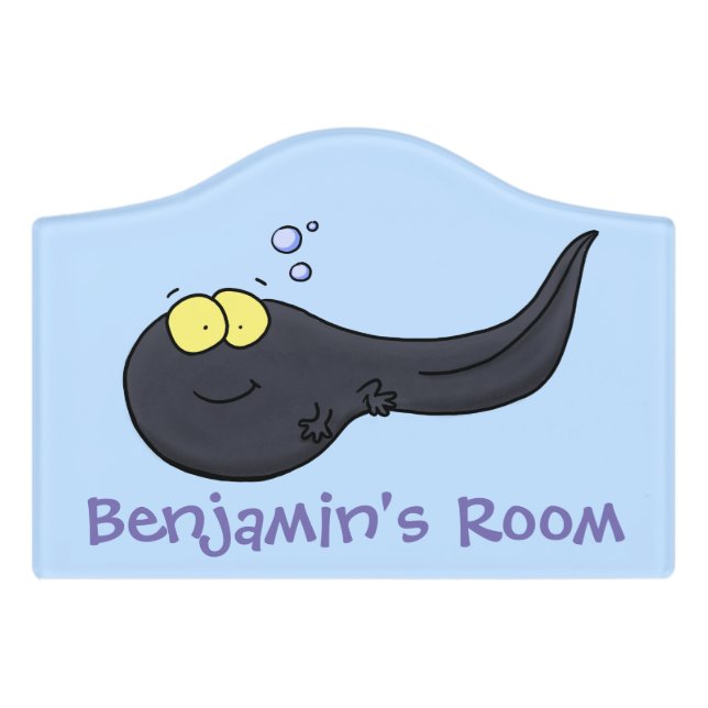 Cute fun tadpole cartoon illustration door sign (Small Crest Front)