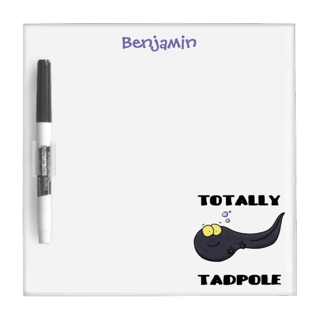 Cute fun tadpole cartoon illustration dry erase board (Front)