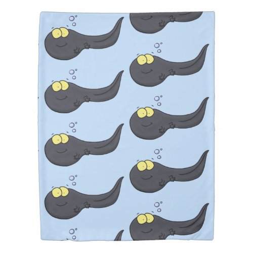 Cute fun tadpole cartoon illustration duvet cover