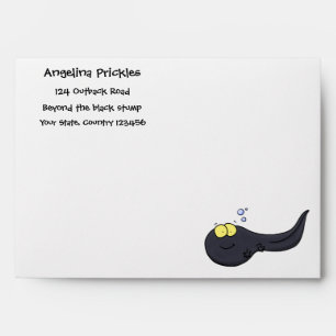 Cute fun tadpole cartoon illustration envelope
