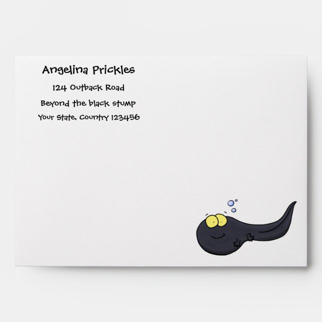 Cute fun tadpole cartoon illustration envelope (Front)