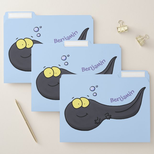 Cute fun tadpole cartoon illustration file folder (Set)