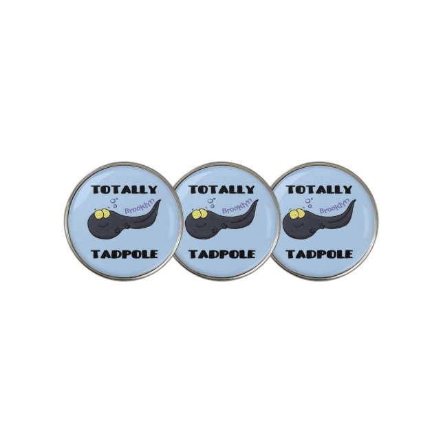 Cute fun tadpole cartoon illustration golf ball marker (3 Up)