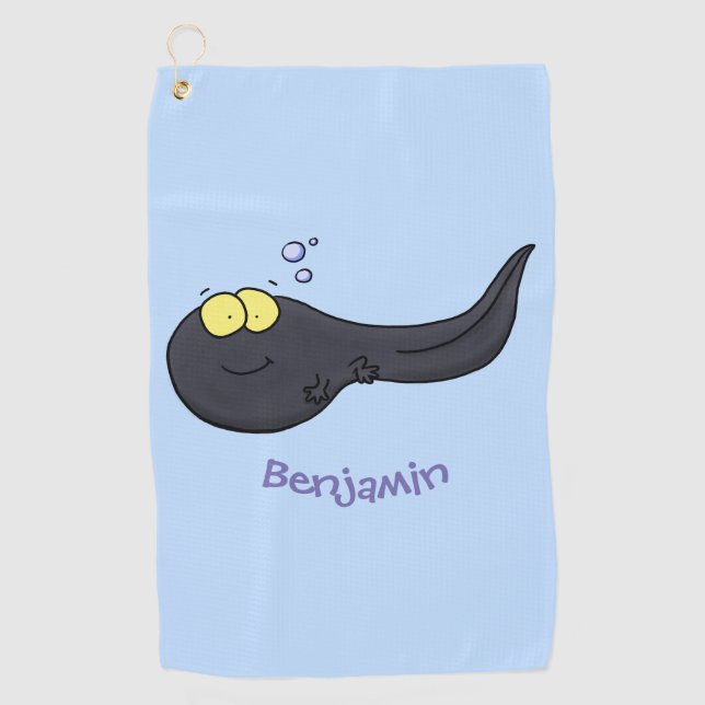 Cute fun tadpole cartoon illustration golf towel (Front)