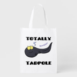 Cute fun tadpole cartoon illustration grocery bag