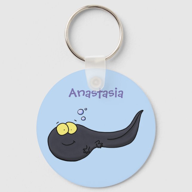 Cute fun tadpole cartoon illustration keychain (Front)