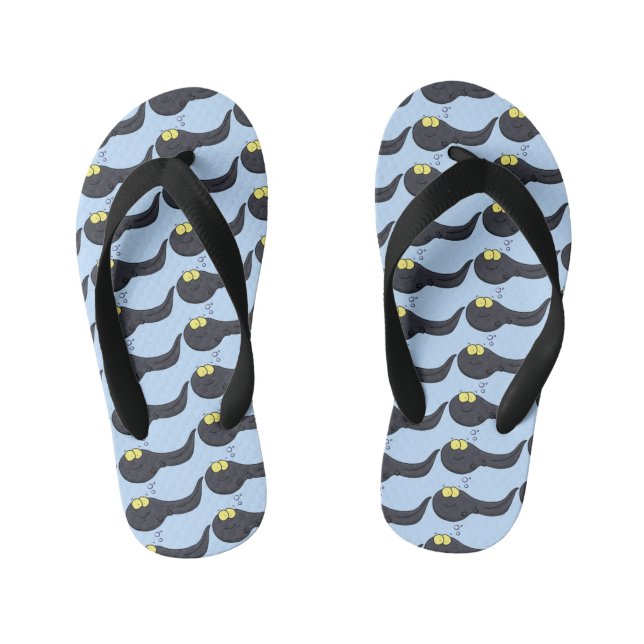 Cute fun tadpole cartoon illustration kid's flip flops (Footbed)