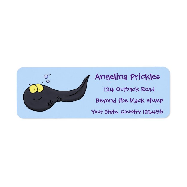 Cute fun tadpole cartoon illustration label (Front)
