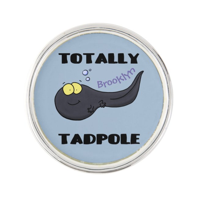 Cute fun tadpole cartoon illustration lapel pin (Front)