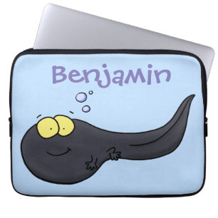 Cute fun tadpole cartoon illustration laptop sleeve