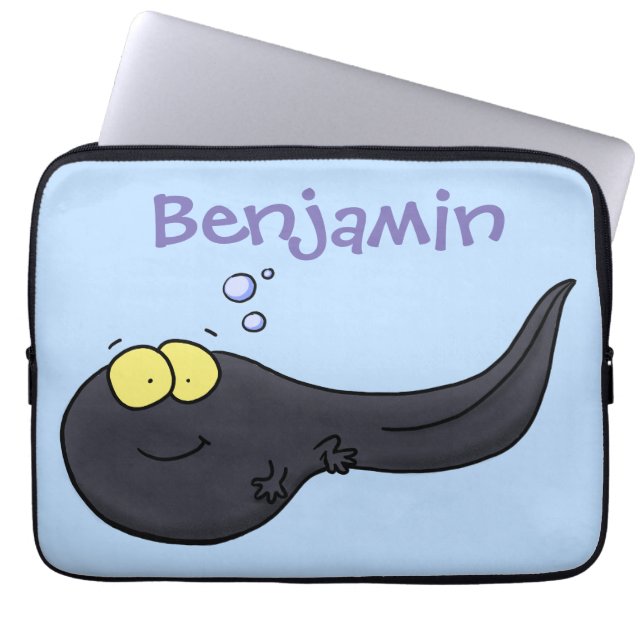 Cute fun tadpole cartoon illustration laptop sleeve (Front)