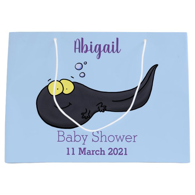 Cute fun tadpole cartoon illustration large gift bag (Front)
